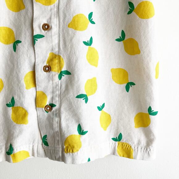 Hanna Andersson 12 Shirt Lemon Print Collar Button Front Short Sleeve - Picture 5 of 6